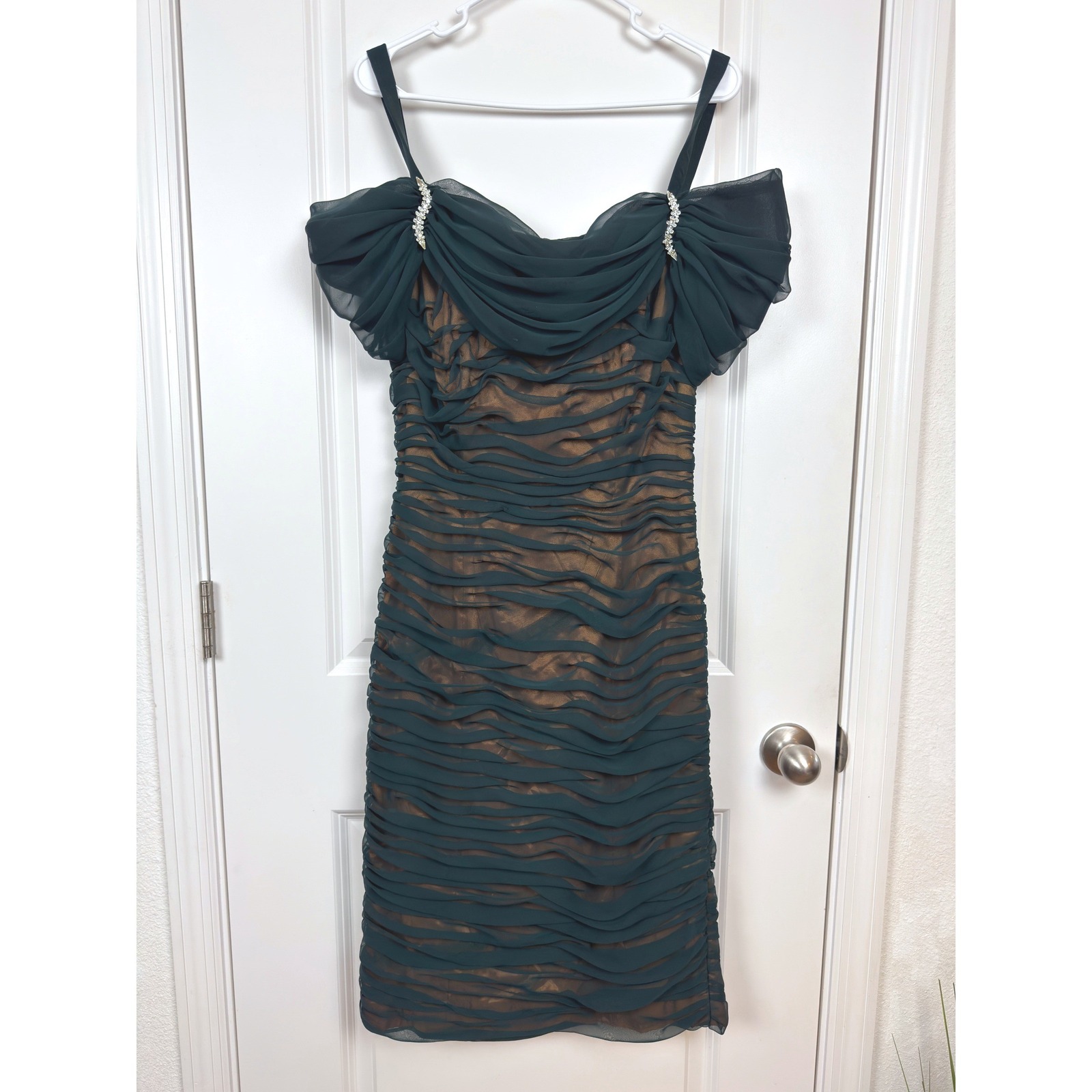 Vintage Evening By Raul Blanco Cocktail Dress Dark Green Size 10